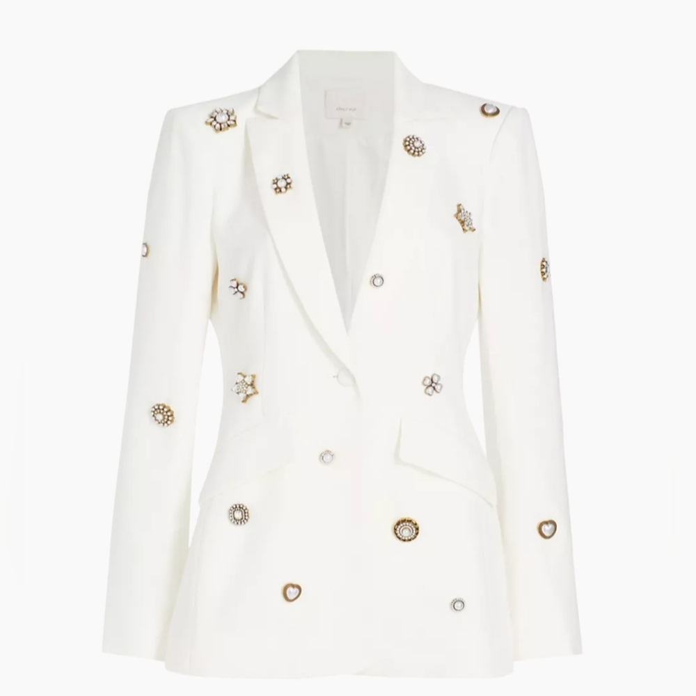 White Cinq à Sept Cheyenne Embellished Blazer in size 6